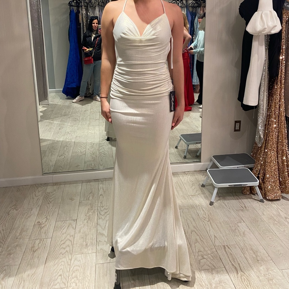 La Femme Open Back Prom Dress